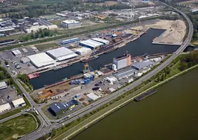 Aerial view port of Krems