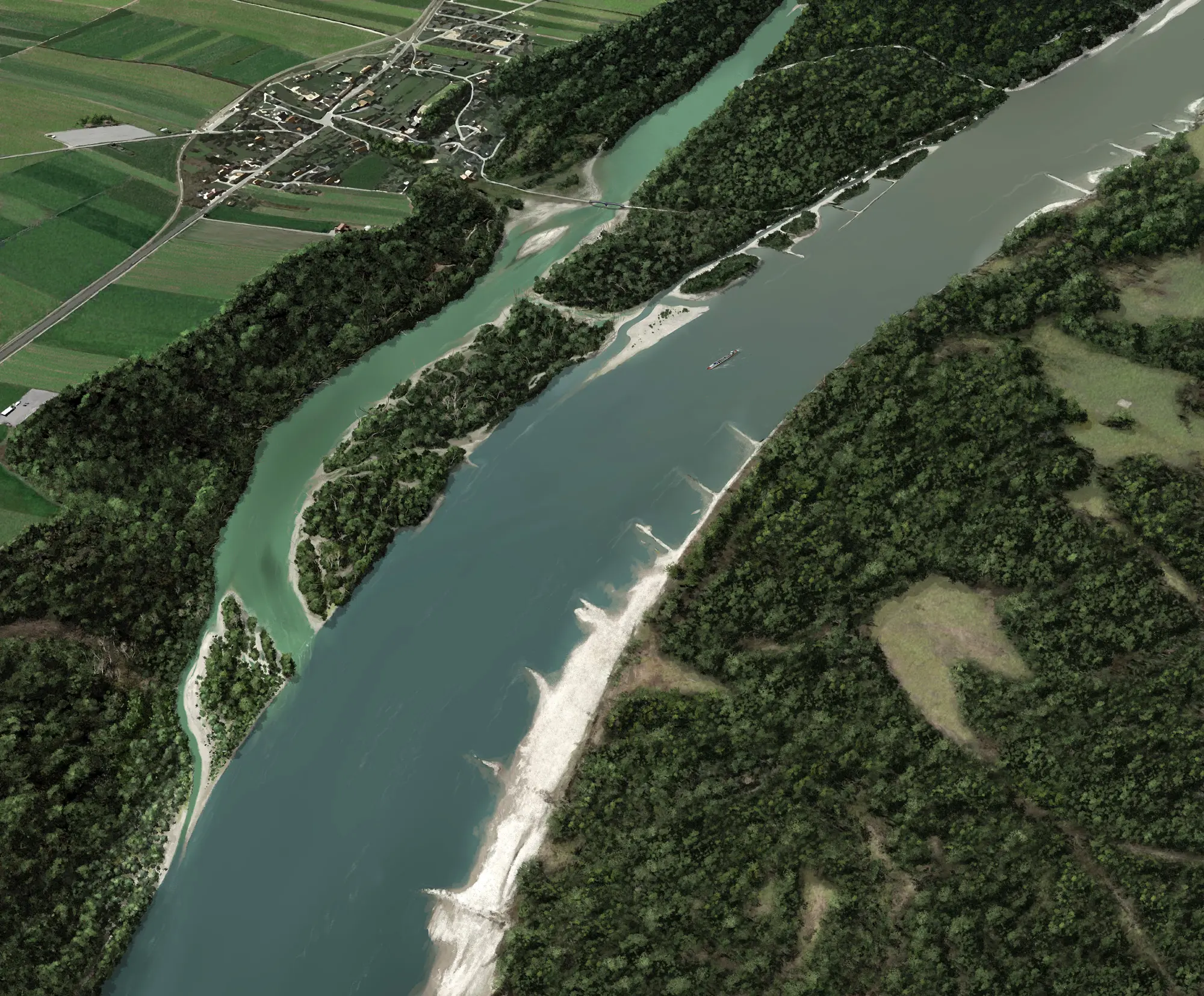 Visualisierung Donau und Nebenarm im Bereich Regelsbrunn