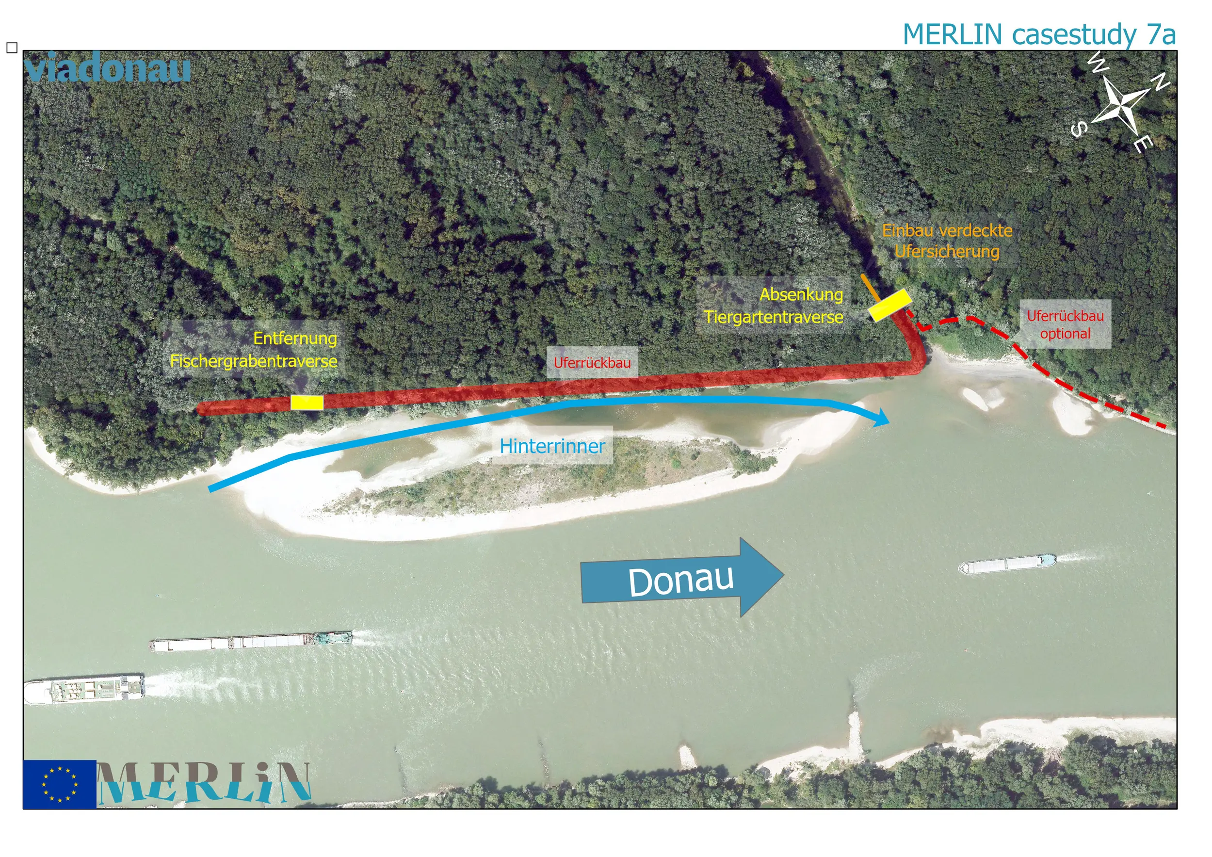 Maßnahmenskizze/Karte Uferrückbau Merlin