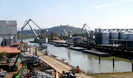 Storage of recycling products, danube port of Straubing