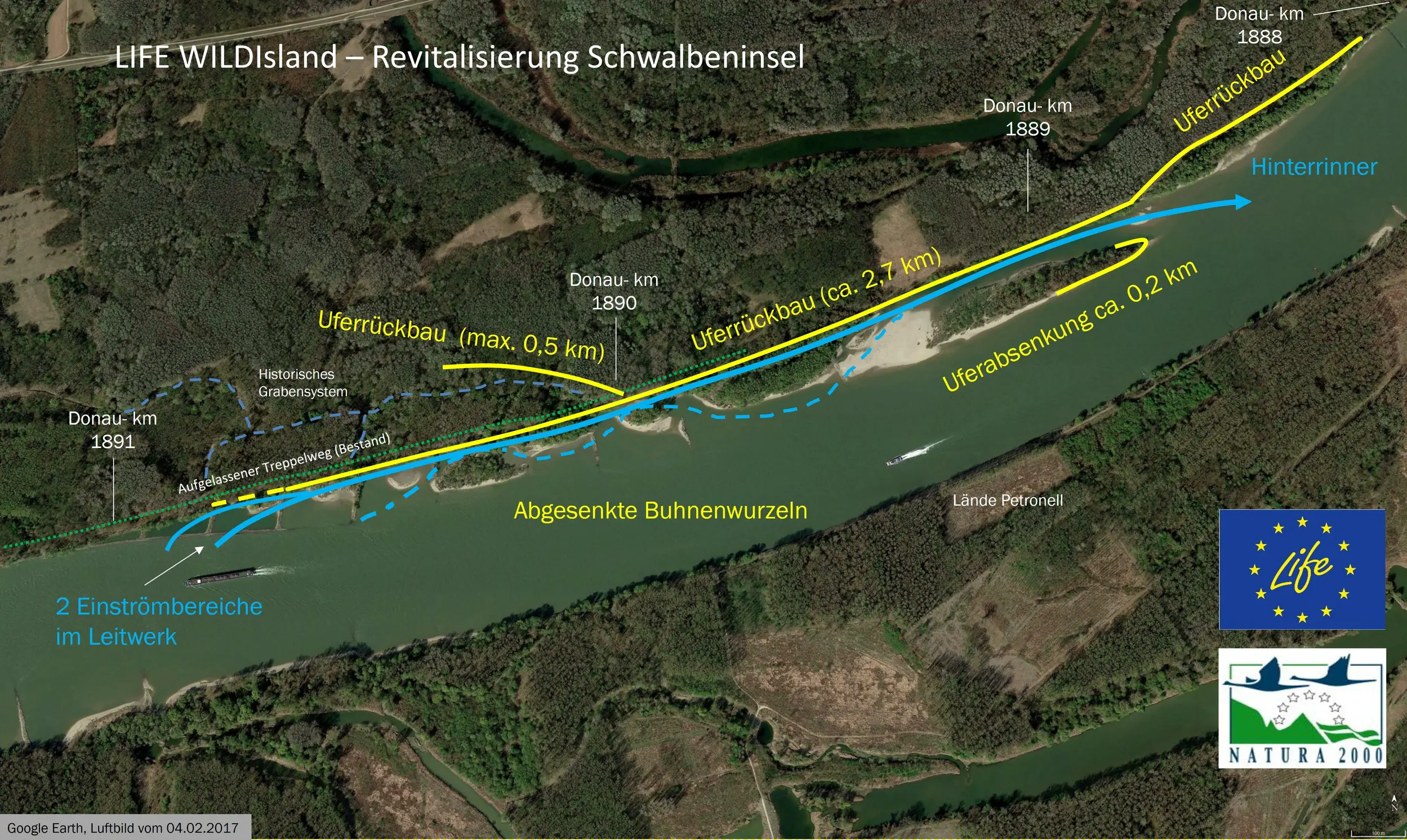 Skizze der anvisierten Projektmaßnahmen bei der Schwalbeninsel
