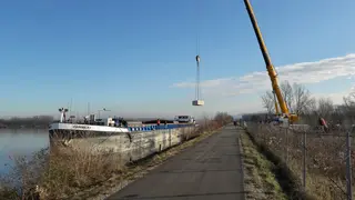 crane at the danube riverside