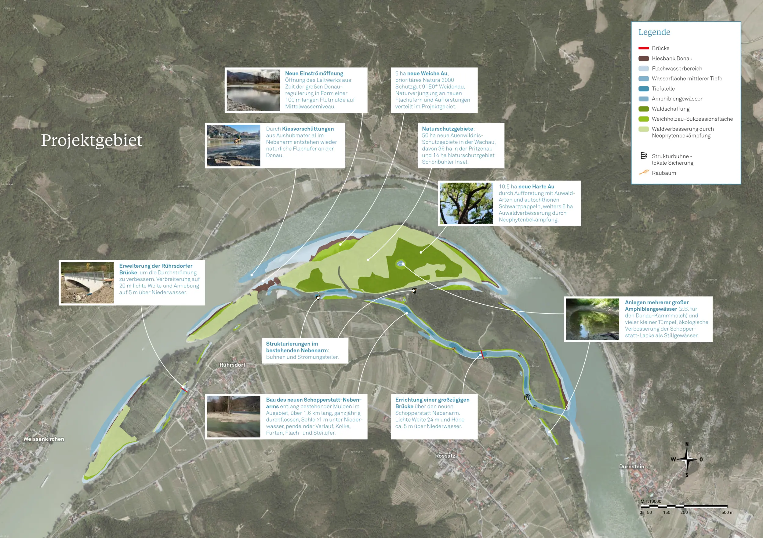 Vorschaubild zur Übersicht Projektgebiet Auenwildnis Wachau & Maßnahmen