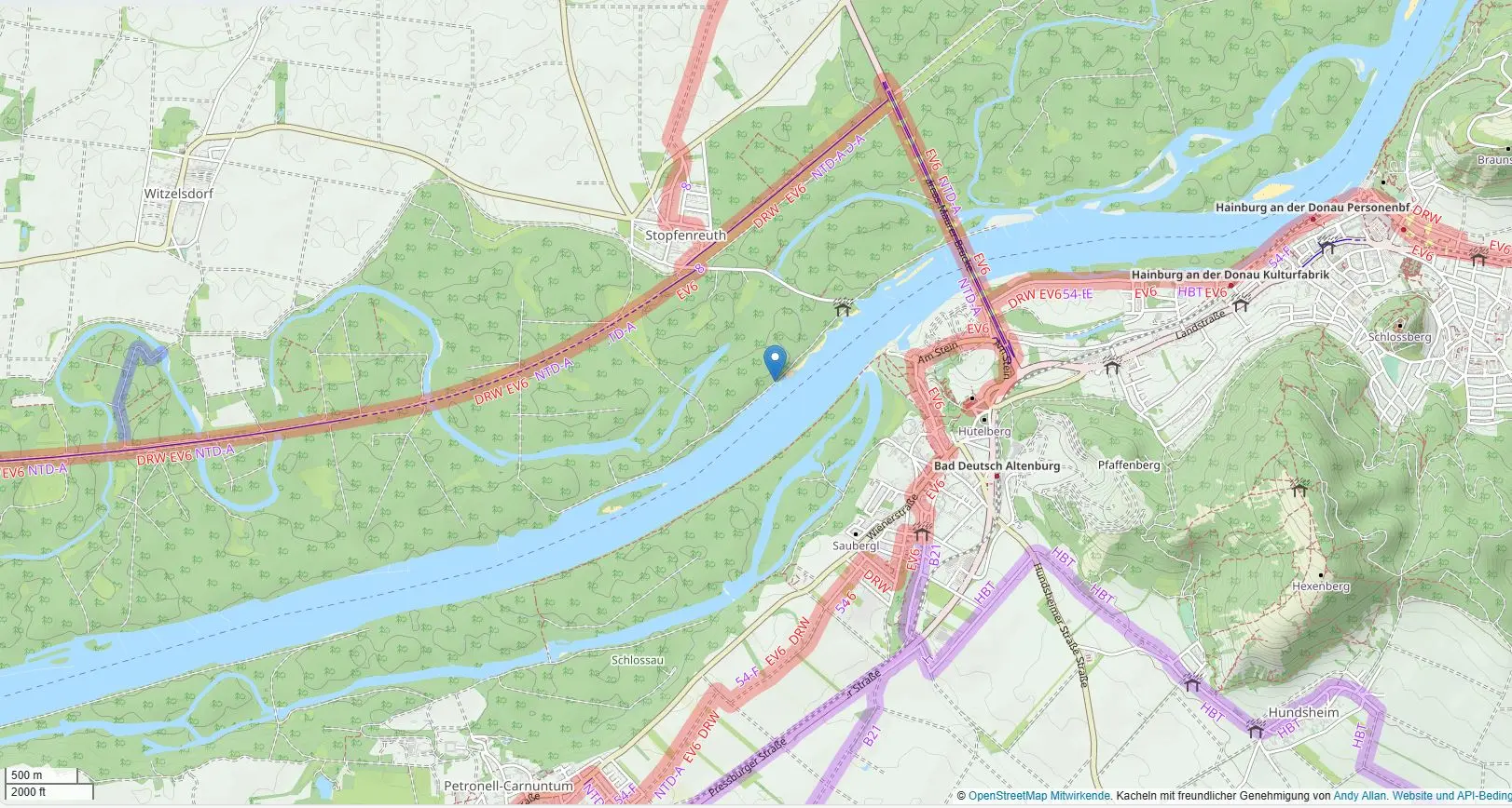 Kartenausschnitt Donau (Stopfenreuth)