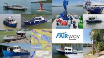 Collage - Messschiffe und Serviceschiffe, FAIRway Danube Logo