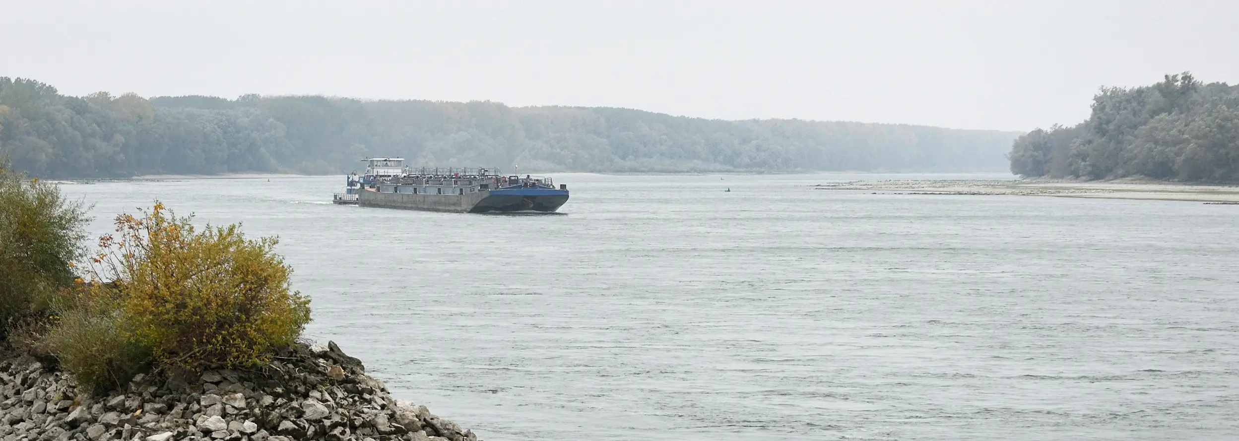 Cargo vessel on the danube river