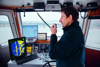 Captain on the radio set