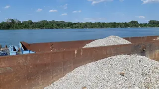 Barge with gravel on the Danube