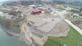 Luftaufnahme von den Arbeiten im viadonau Servicecenter Carnuntum (Bad Deutsch-Altenburg)