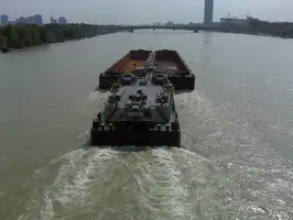Pushed barge train on the danube river