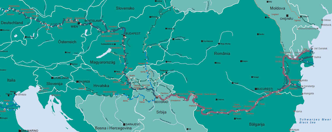 Karte - Die internationale Wasserstraße Donau
